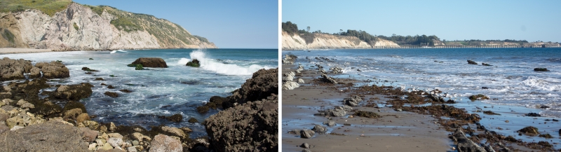 Two similar-looking rocky beaches